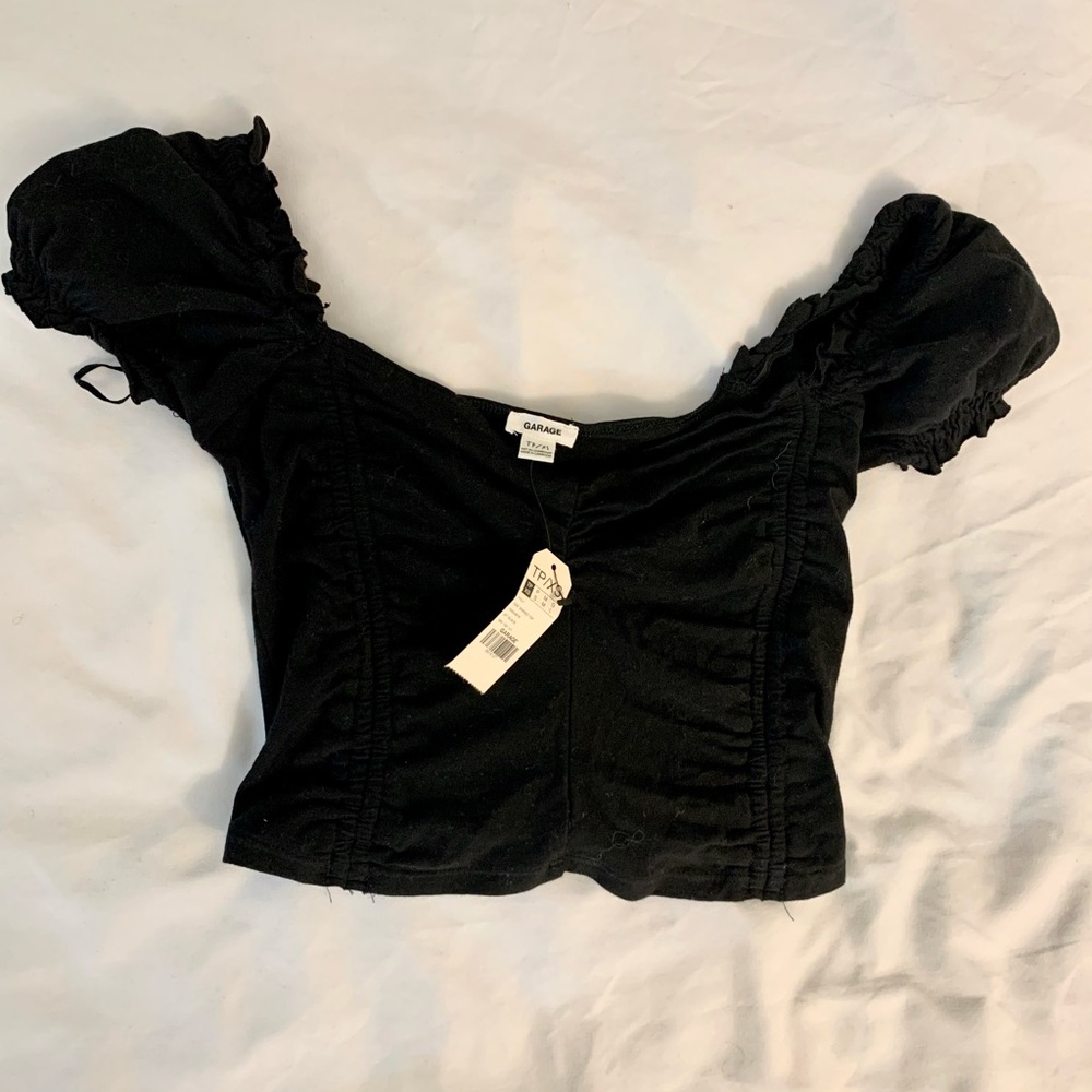 🌹NWT Black Cropped Shirt W/ Corset Look